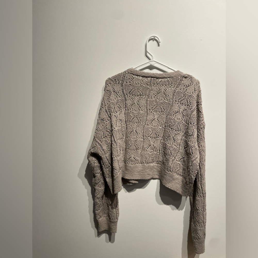 Wild Fable Women's Long Sleeve Shawl Collar Open Work Cardigan Gray Size XL NWT - Picture 3 of 5